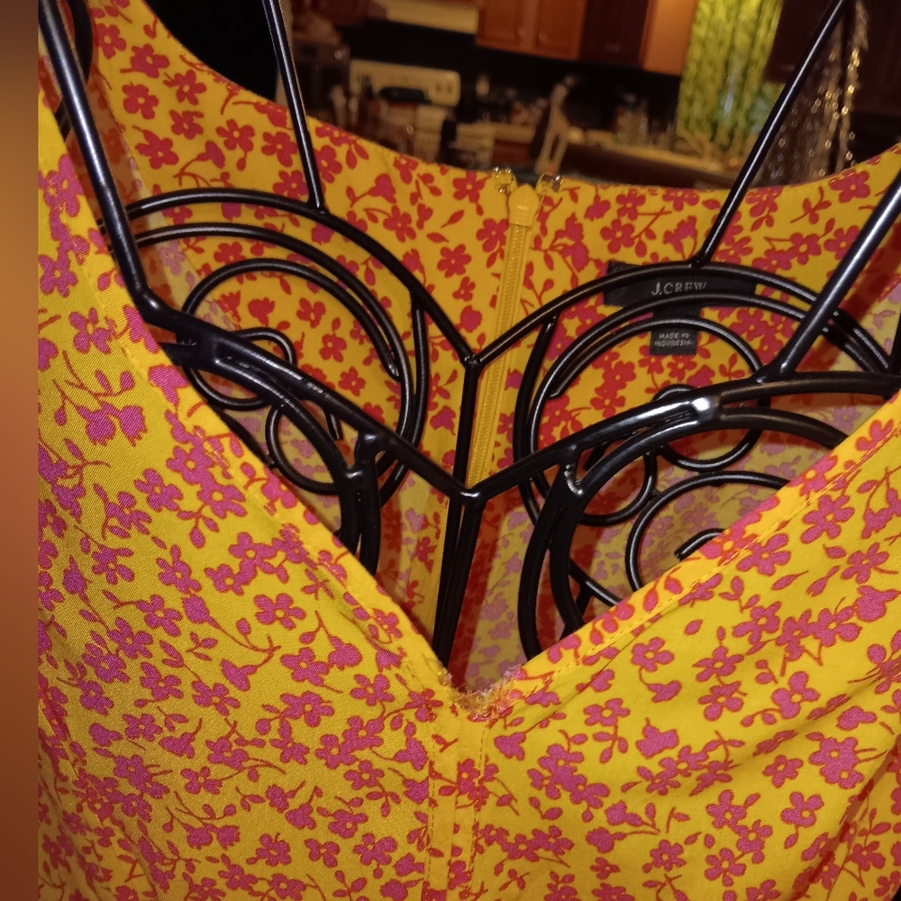J.Crew Yellow and Pink Floral Sleeveless  Blouse Sz 8 Very Colorful